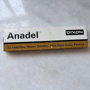 Vintage Dixon Anadel Red 1940 Indelible‎ Water Soluble Pencils 12 Count Box USA